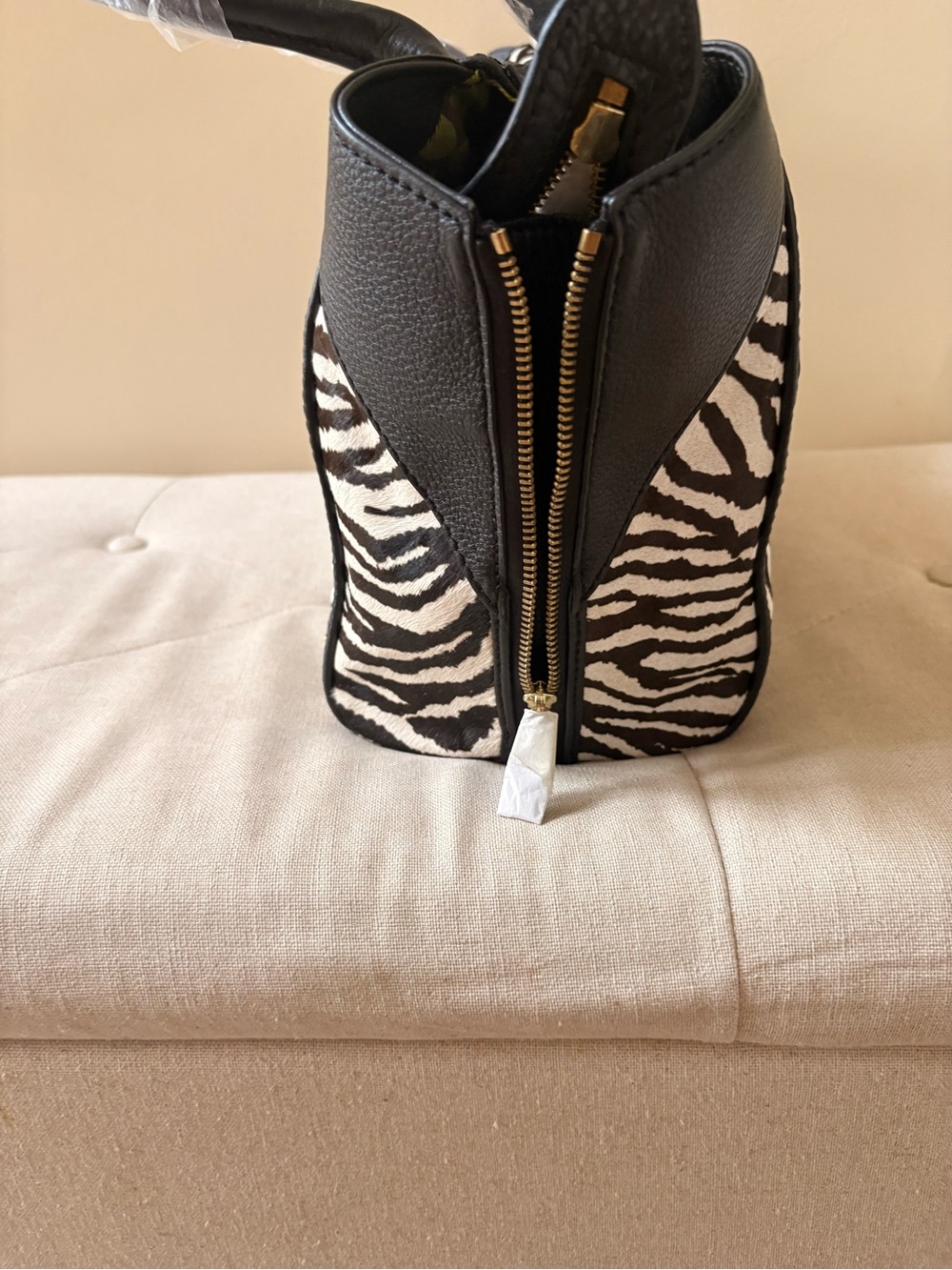 orYANY   Megan Soft Pebble Leather and Calf hair  - Black & White NWT! - Picture 5 of 8